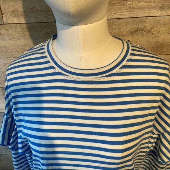🛍️3/$30 H&M women’s  striped ruffled long sleeved shirt in size medium - Picture 5 of 15